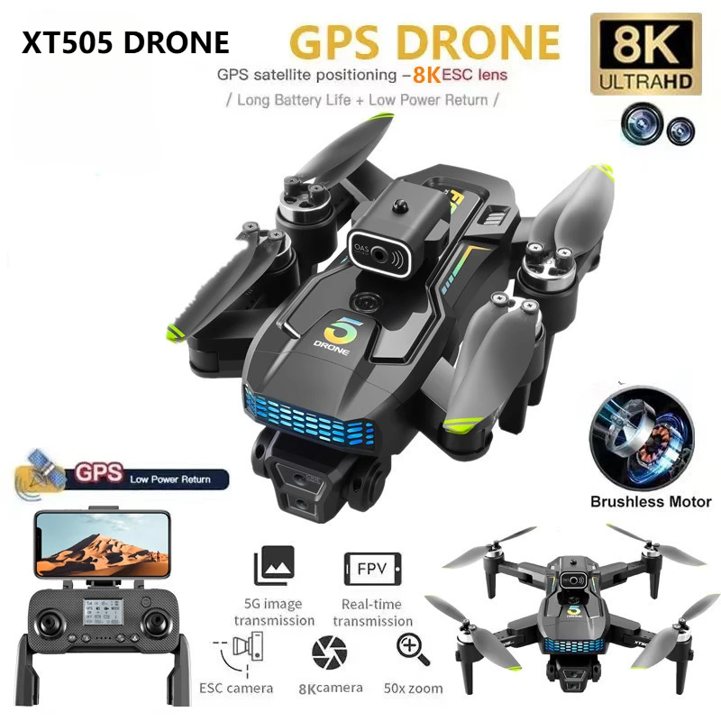 НОВЫЙ XT505 Профессиональный GPS Дрон 8K Двойная камера 5G WIFI FPV Оптический поток Предотвращение препятствий Бесщеточный двигатель Квадрокоптер RC Дрон
НОВЫЙ XT505 Профессиональный GPS Дрон 8K Двойная камера 5G WIFI FPV Оптический поток Предотвращение препятствий Бесщеточный двигатель Квадрокоптер RC Дрон
