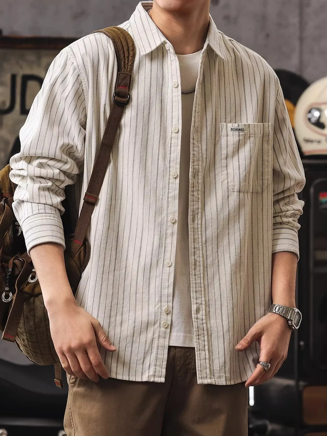 Loose Fit Men's Casual Striped Shirt Large Size Japanese Style Spring Autumn Breathable Comfortable Cotton Outerwear Top
Loose Fit Men's Casual Striped Shirt Large Size Japanese Style Spring Autumn Breathable Comfortable Cotton Outerwear Top
