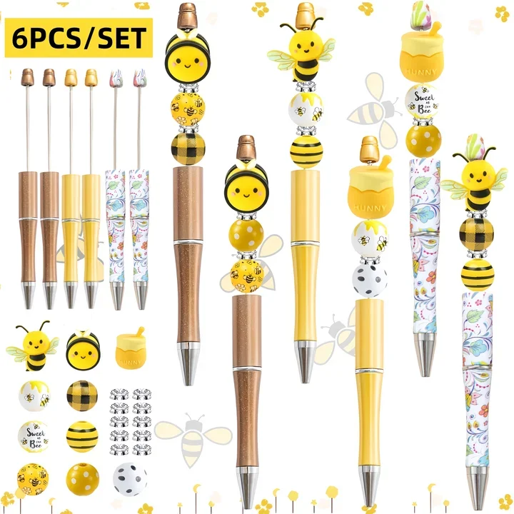 3D Bee Theme DIY Beaded Pen 6-Piece Set Spring/Summer Silicone Bead Wooden Bead Set DIY Beading Supplies Pen
3D Bee Theme DIY Beaded Pen 6-Piece Set Spring/Summer Silicone Bead Wooden Bead Set DIY Beading Supplies Pen