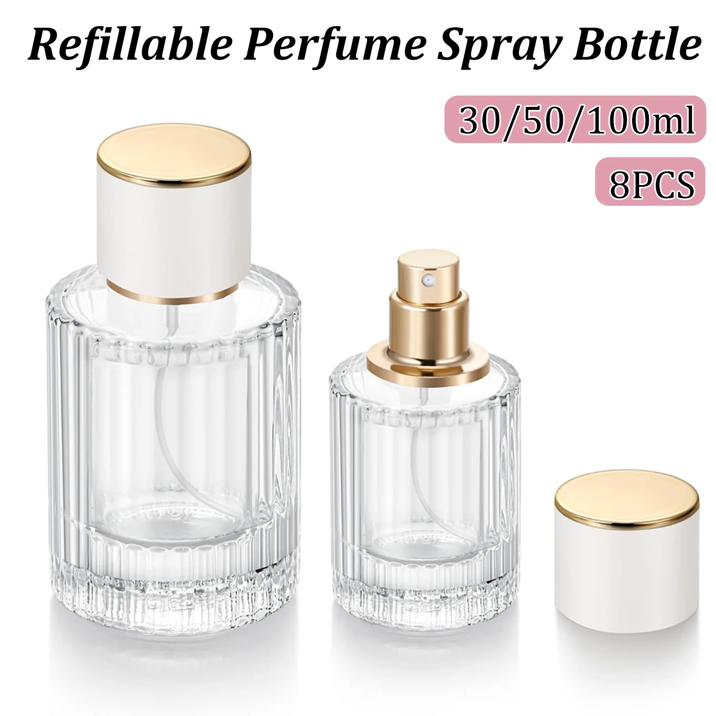 8PCS Classic Transparent Glass Perfume Bottles with Vertical Stripes Spray Atomizers for Essential Oils Fragrances Aromatherapy
8PCS Classic Transparent Glass Perfume Bottles with Vertical Stripes Spray Atomizers for Essential Oils Fragrances Aromatherapy