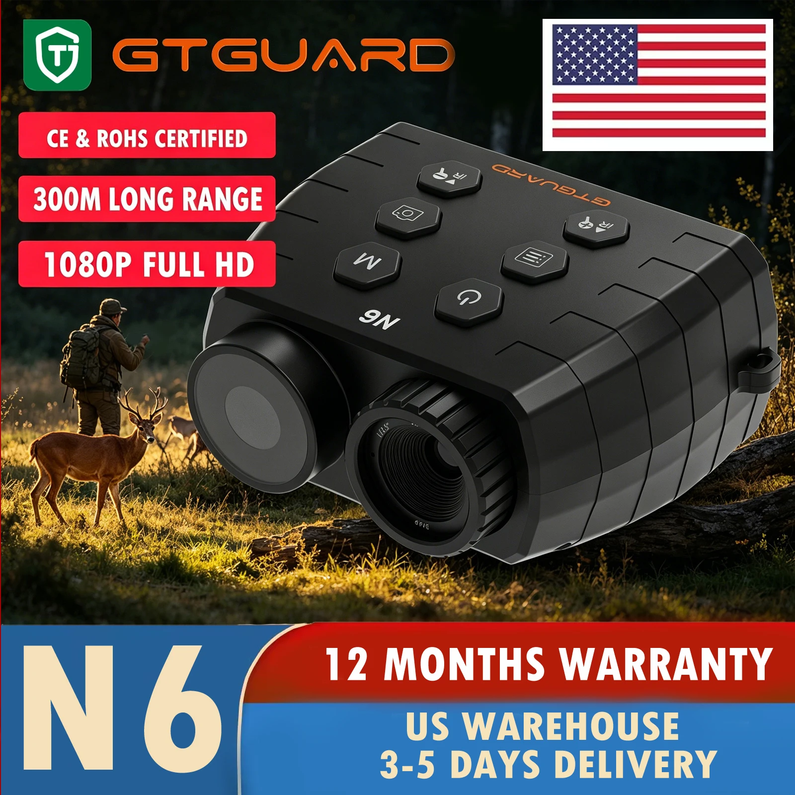 GTGUARD 4K Night Vision Binoculars 5X Digital Zoom 2.95” Large Screen Handheld for Outdoor Camping Field Observation for US
GTGUARD 4K Night Vision Binoculars 5X Digital Zoom 2.95” Large Screen Handheld for Outdoor Camping Field Observation for US