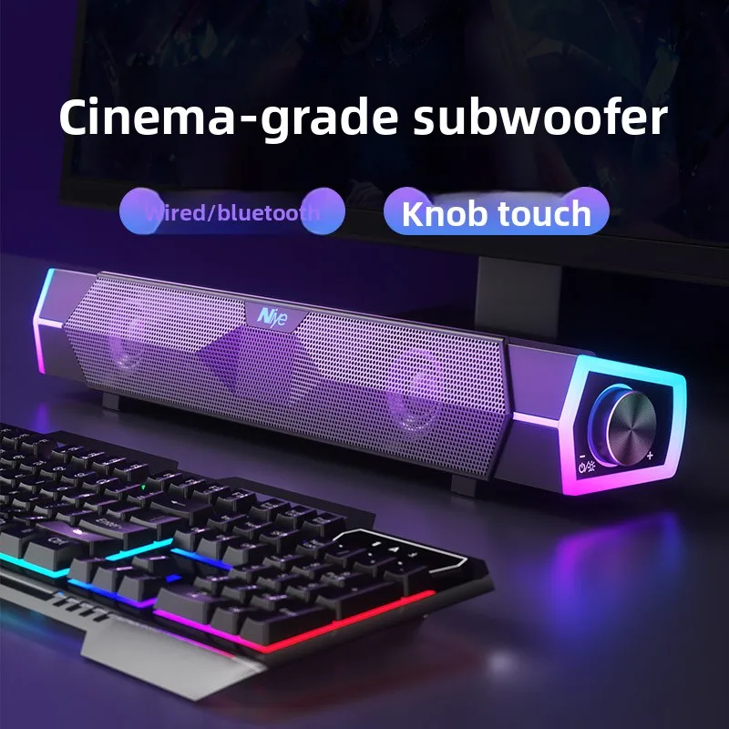 Новая Bluetooth-колонка, длинная акустическая система с двумя динамиками и сабвуфером для компьютера, объемный звук уровня кинотеатра.
Новая Bluetooth-колонка, длинная акустическая система с двумя динамиками и сабвуфером для компьютера, объемный звук уровня кинотеатра.