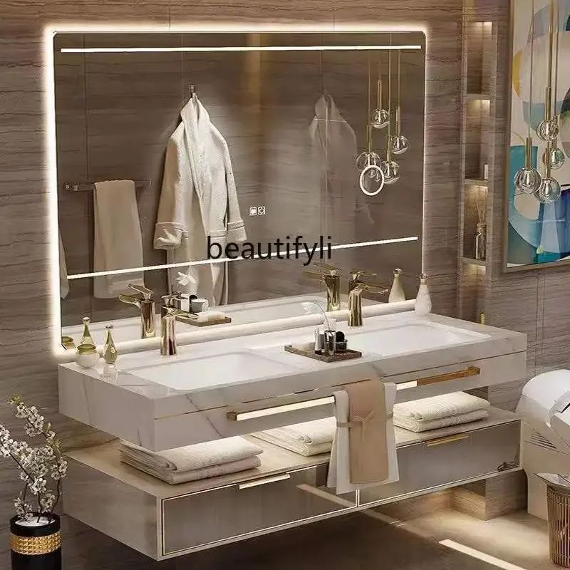 A13 Light luxury style double basin bathroom cabinet toilet wash cabinet wash basin combination rock plate hot bending one basin
A13 Light luxury style double basin bathroom cabinet toilet wash cabinet wash basin combination rock plate hot bending one basin