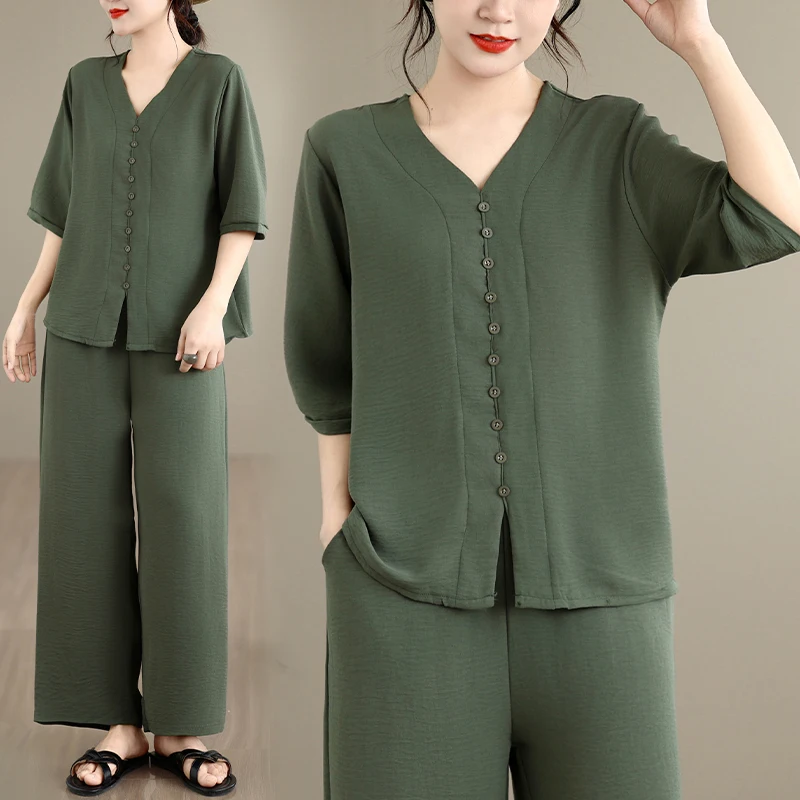 Elegant Cotton Linen Women's Suit Top And Casual Pants Two-Piece Set Summer 2026 Commute Style Artistic Fashion Women's Shirt
Elegant Cotton Linen Women's Suit Top And Casual Pants Two-Piece Set Summer 2026 Commute Style Artistic Fashion Women's Shirt