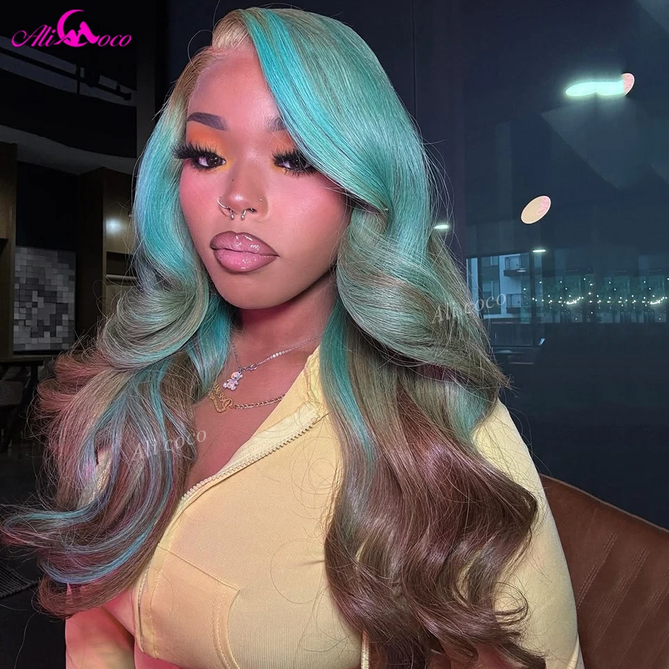 Ombre Blue with Brown Highlight 13X6 613 Colored Human Hair Wigs Body Wave Lace Front Wigs Pre Plucked 180 Density for Women
Ombre Blue with Brown Highlight 13X6 613 Colored Human Hair Wigs Body Wave Lace Front Wigs Pre Plucked 180 Density for Women