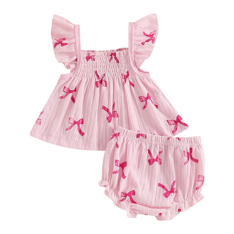 3-24M Baby Girl Summer Outfits Bow Print Flying Sleeve Tops with Elastic Waist Ruffled Shorts 2 Pcs Set
3-24M Baby Girl Summer Outfits Bow Print Flying Sleeve Tops with Elastic Waist Ruffled Shorts 2 Pcs Set