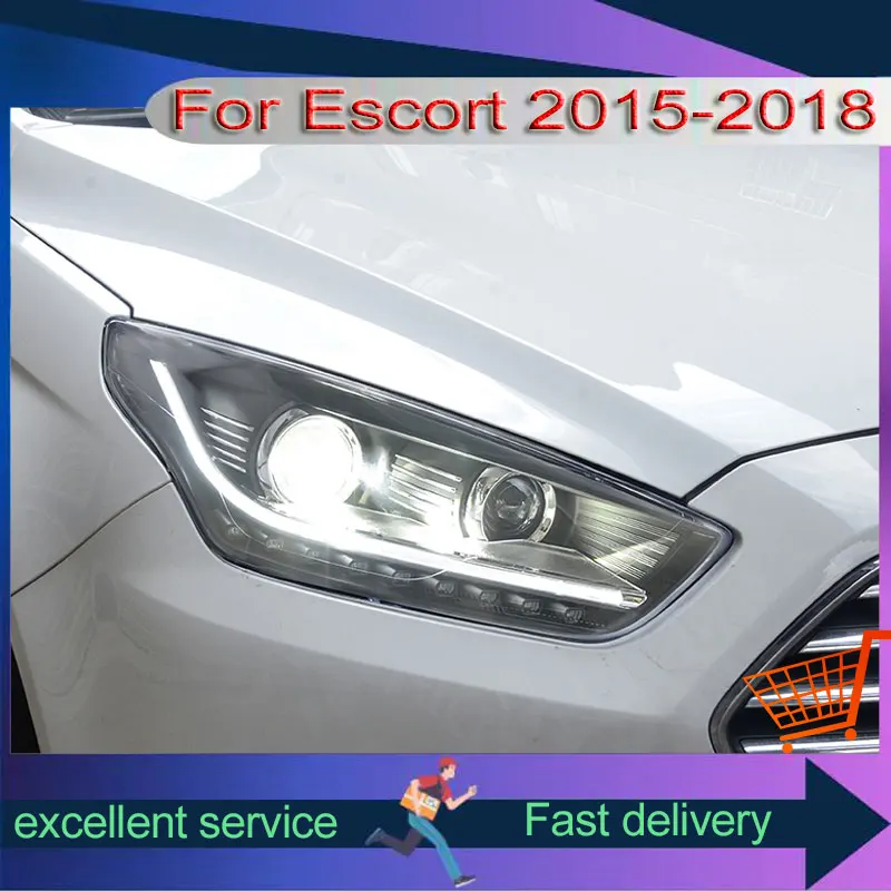 Ремонт фар для Ford Escort 2015-2018, светодиодные направляющие DRL, динамический указатель поворота, двойной проект, линзы, передние лампы, автомобильные аксессуары
Ремонт фар для Ford Escort 2015-2018, светодиодные направляющие DRL, динамический указатель поворота, двойной проект, линзы, передние лампы, автомобильные аксессуары
