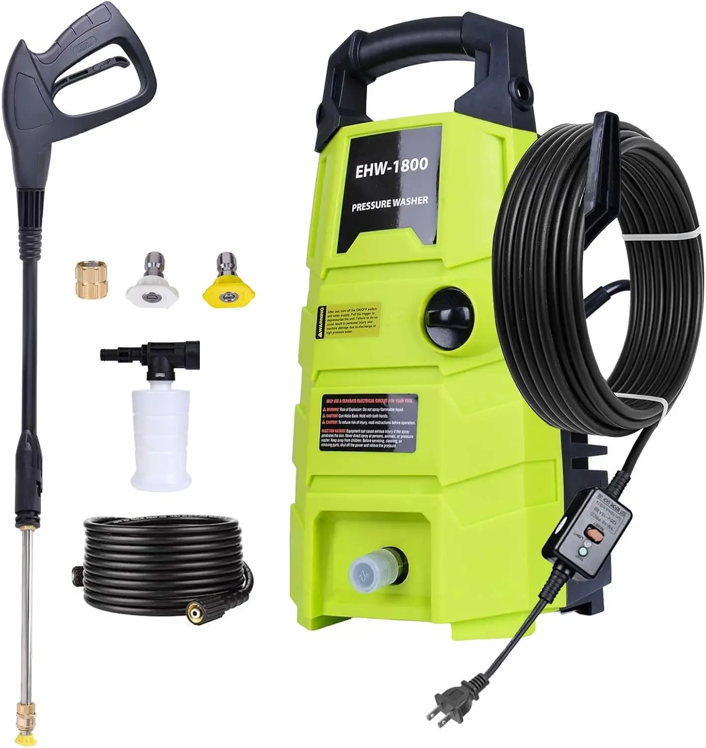 Electric Pressure Washer, 1800PSI 1.6GPM Portable Power Washer with 20FT Hose & 35FT Power Cord, Two Nozzles, 0.4L Soap
Electric Pressure Washer, 1800PSI 1.6GPM Portable Power Washer with 20FT Hose & 35FT Power Cord, Two Nozzles, 0.4L Soap