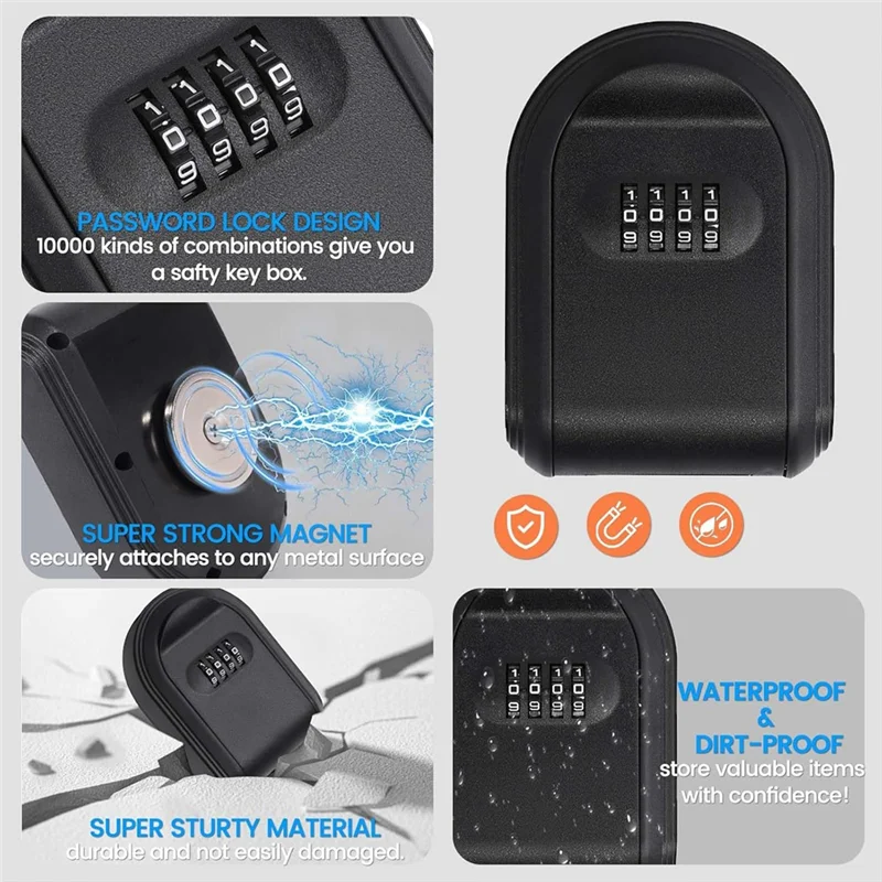 Magntic Key Lock Box With 4 Digit Combination Lock Hider Under Car, Magnetic Key Holder For Indoors, Outdoor Travel
Magntic Key Lock Box With 4 Digit Combination Lock Hider Under Car, Magnetic Key Holder For Indoors, Outdoor Travel