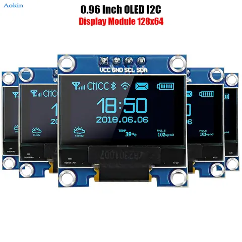 5Pcs 0.96" OLED Display Module 128x64 SSD1306 Luminous I2C OLED Display Board Compatible with Arduino Raspberry Pi ESP32 (White)
