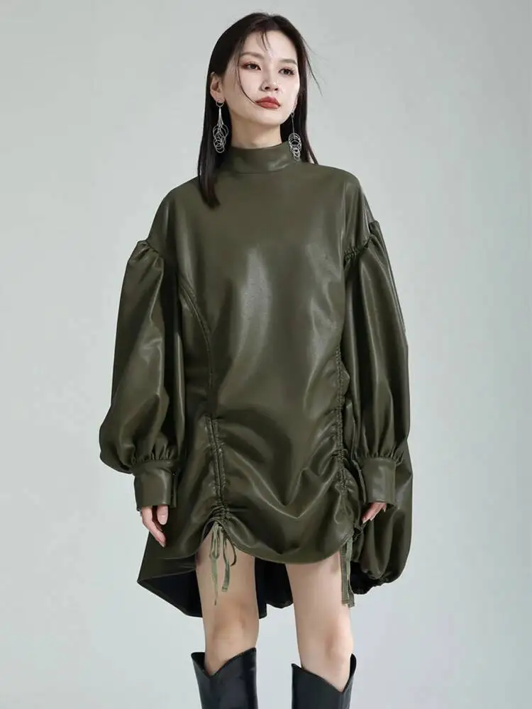 Leather Pu Women Green Drawstring Big Size T-shirt New Turtleneck Long Sleeve Fashion Spring Autumn 2026 1DH6
Leather Pu Women Green Drawstring Big Size T-shirt New Turtleneck Long Sleeve Fashion Spring Autumn 2026 1DH6