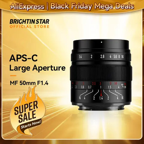 Brighting Star 50mm F1.4Ⅱ APS-C Large Aperture Manual Lens for Canon RF EOS M100 Sony E ZVE10 A6400 Fujifilm XF XT30 M43