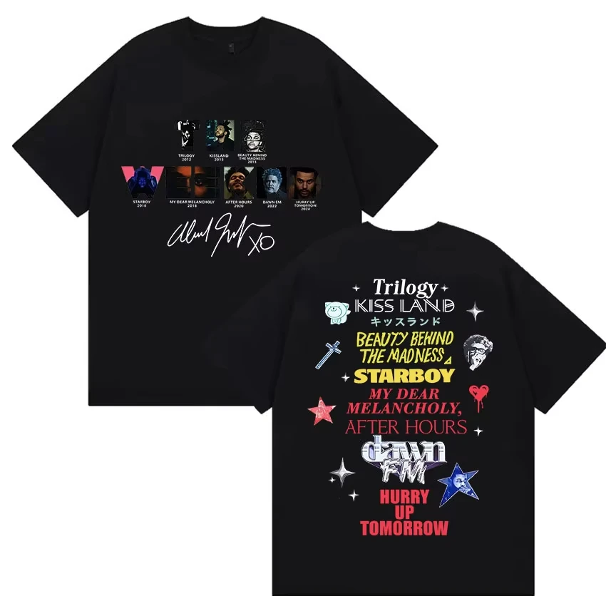 Рэпер The Weeknd Hurry Up Tomorrow Tour 2025. Мужские футболки с рисунком в стиле поп-фанатов в стиле хип-хоп. Негабаритная хлопковая футболка унисекс, уличная одежда
Рэпер The Weeknd Hurry Up Tomorrow Tour 2025. Мужские футболки с рисунком в стиле поп-фанатов в стиле хип-хоп. Негабаритная хлопковая футболка унисекс, уличная одежда