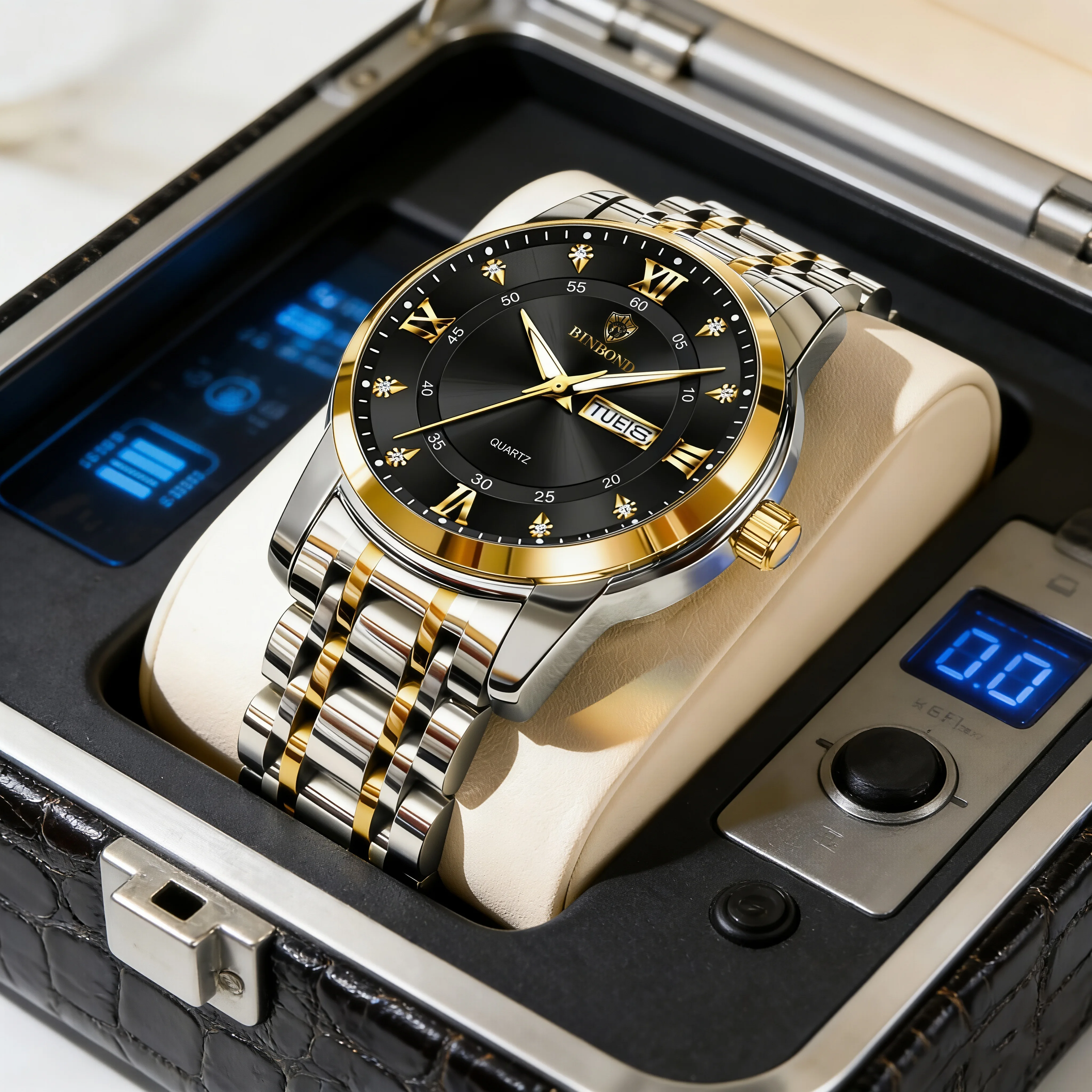 BINBOND Business Brand Quartz Watch Stainless Steel Strap Complete Calendar Display Week Display Water-Resistance Festival Gift
BINBOND Business Brand Quartz Watch Stainless Steel Strap Complete Calendar Display Week Display Water-Resistance Festival Gift