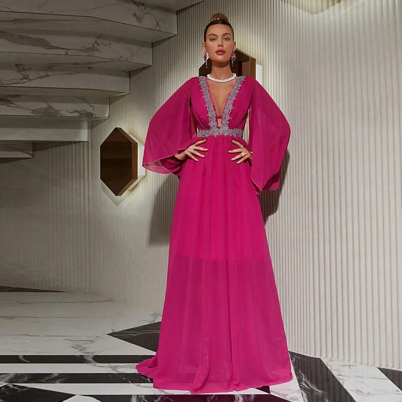 Ky045v Neckline Slim Fit Long Dress, Chiffon Dress, Banquet Party Evening Dress Sexy 2025 Summer Dress Robe Vestido Women
Ky045v Neckline Slim Fit Long Dress, Chiffon Dress, Banquet Party Evening Dress Sexy 2025 Summer Dress Robe Vestido Women
