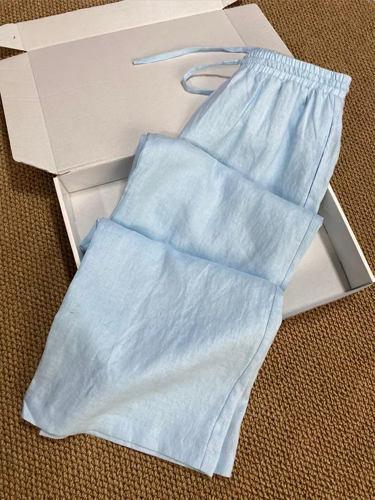 Summer Cotton Linen Wide Leg Pants Women's Thin High Waist Slim Straight Floor Length Casual Trousers Breathable Comfor...
Summer Cotton Linen Wide Leg Pants Women's Thin High Waist Slim Straight Floor Length Casual Trousers Breathable Comfor...