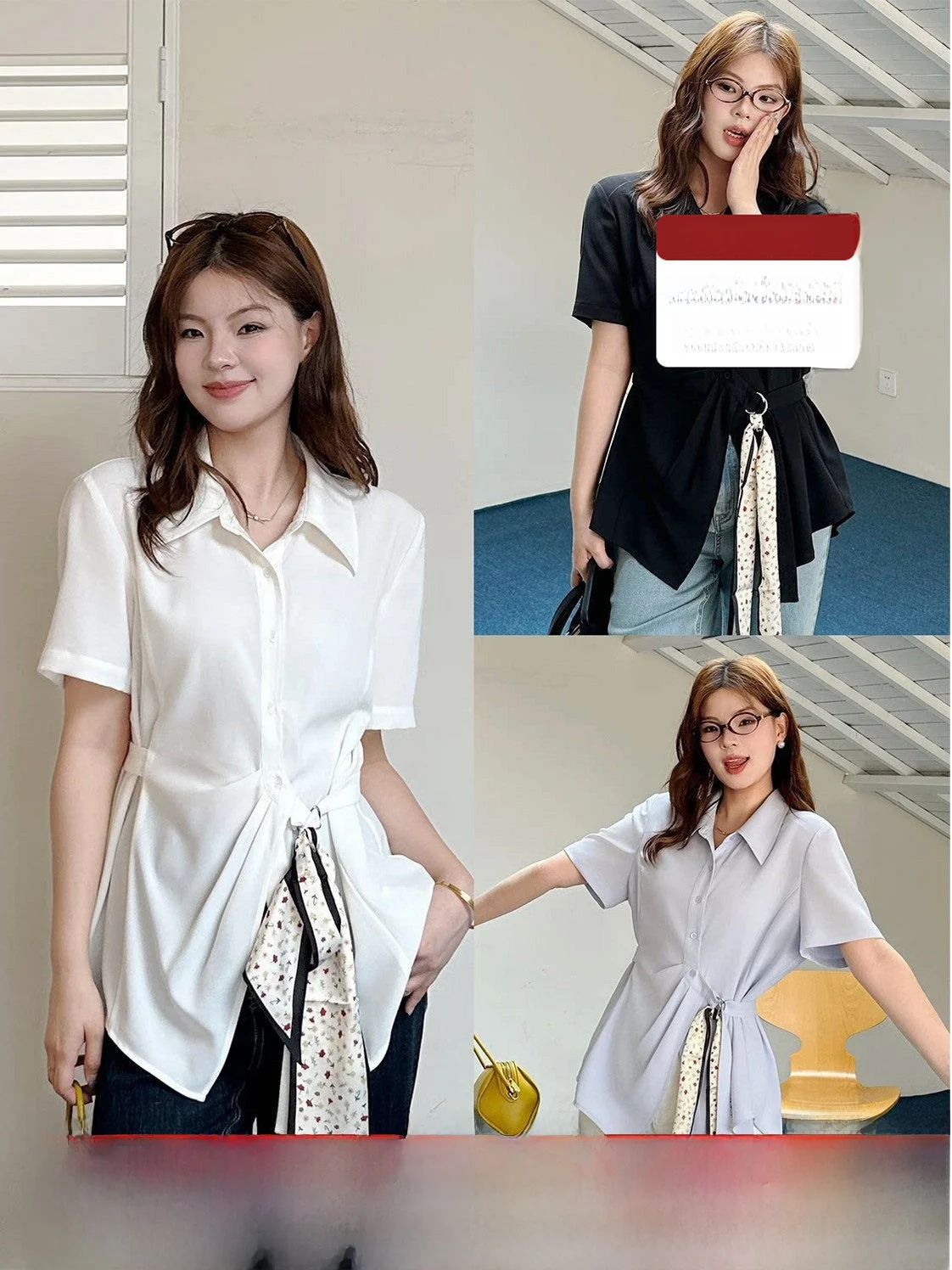 White Belted Slimming Shirt for Women Summer Loose Fit Casual Style Polyester Fiber Short Sleeve Button up Top
White Belted Slimming Shirt for Women Summer Loose Fit Casual Style Polyester Fiber Short Sleeve Button up Top