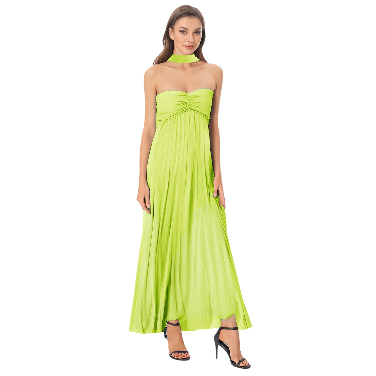 Women Goddess Elegant Solid Color Strapless Sleeveless Tied Strap Length Dress with Neck Scarf for Party Banquet Dialy Wear
Women Goddess Elegant Solid Color Strapless Sleeveless Tied Strap Length Dress with Neck Scarf for Party Banquet Dialy Wear