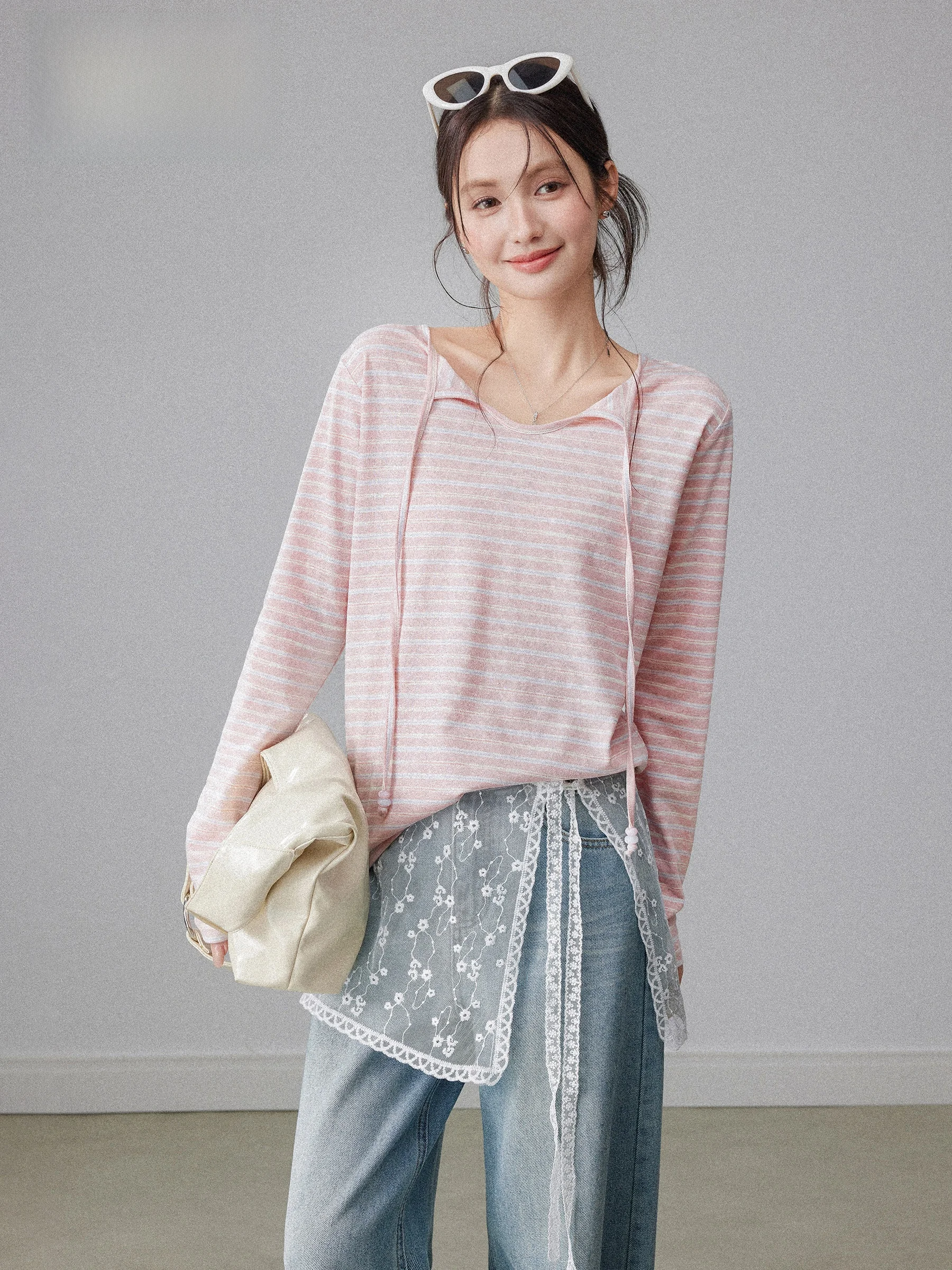 Pink V-Neck T-Shirt Women's Spring Early Season Dopaamine Beautiful Unique Long Sleeve Belted Striped Top Casual Style Breath...
Pink V-Neck T-Shirt Women's Spring Early Season Dopaamine Beautiful Unique Long Sleeve Belted Striped Top Casual Style Breath...