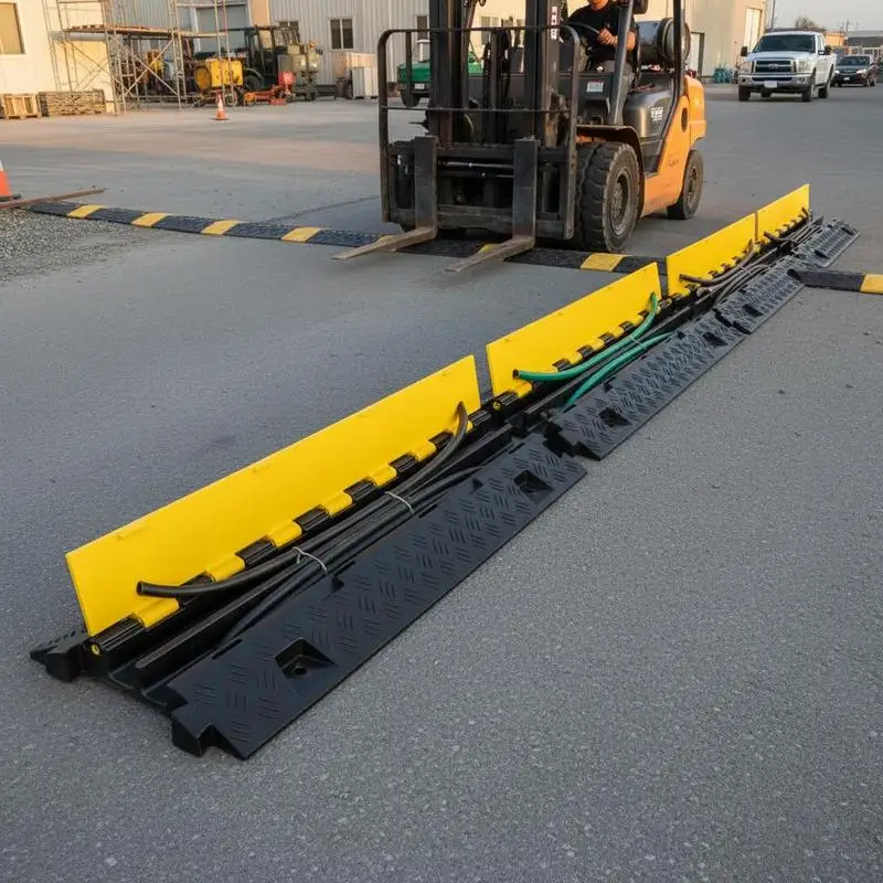 5 Pieces TPU Wire Cover 40x10x2 Inches For Driveway Parking Lot Warehouse, 2 Channel 22000 lbs Capacity Heavy Duty Traffic Speed Bump TPR Flip-Open Top Cover Yellow Black High Visibility
5 Pieces TPU Wire Cover 40x10x2 Inches For Driveway Parking Lot Warehouse, 2 Channel 22000 lbs Capacity Heavy Duty Traffic Speed Bump TPR Flip-Open Top Cover Yellow Black High Visibility