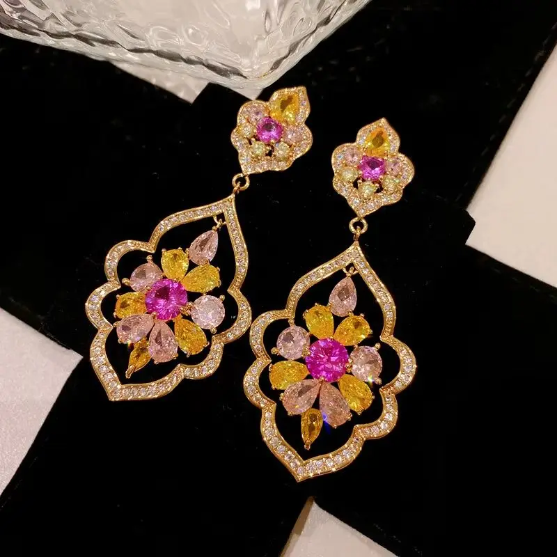 Dangle Drop Earrings For Women 925 Silver Needles Yellow Gold Plated Gorgeous Flower Cubic Zircon Fine Jewelry Accessory Bijoux
Dangle Drop Earrings For Women 925 Silver Needles Yellow Gold Plated Gorgeous Flower Cubic Zircon Fine Jewelry Accessory Bijoux