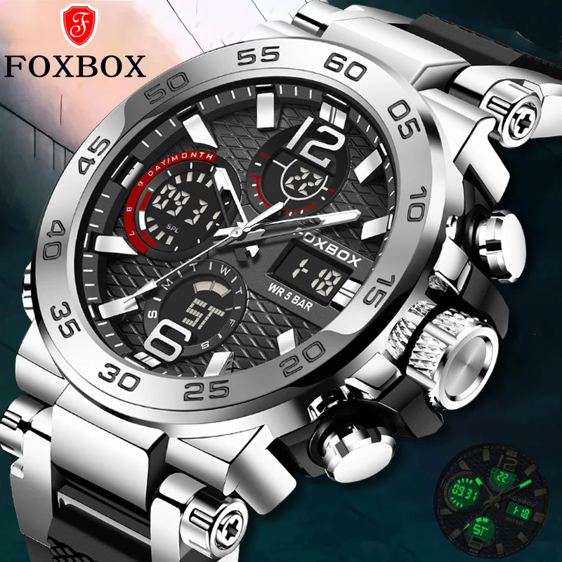 FOXBOX Business Watch Men Fashion Diver Watch Men Top Brand Luxury Sport Waterproof Military Chronograph Relógio Masculino+BOX
FOXBOX Business Watch Men Fashion Diver Watch Men Top Brand Luxury Sport Waterproof Military Chronograph Relógio Masculino+BOX