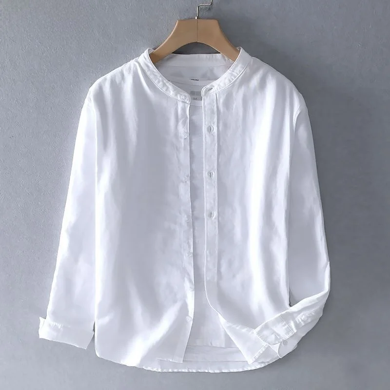 Japanese Style Long Sleeve round Neck Linen Shirt Men Casual Breathable Soft Cotton Linen Loose Stand Collar White Shirt Men
Japanese Style Long Sleeve round Neck Linen Shirt Men Casual Breathable Soft Cotton Linen Loose Stand Collar White Shirt Men