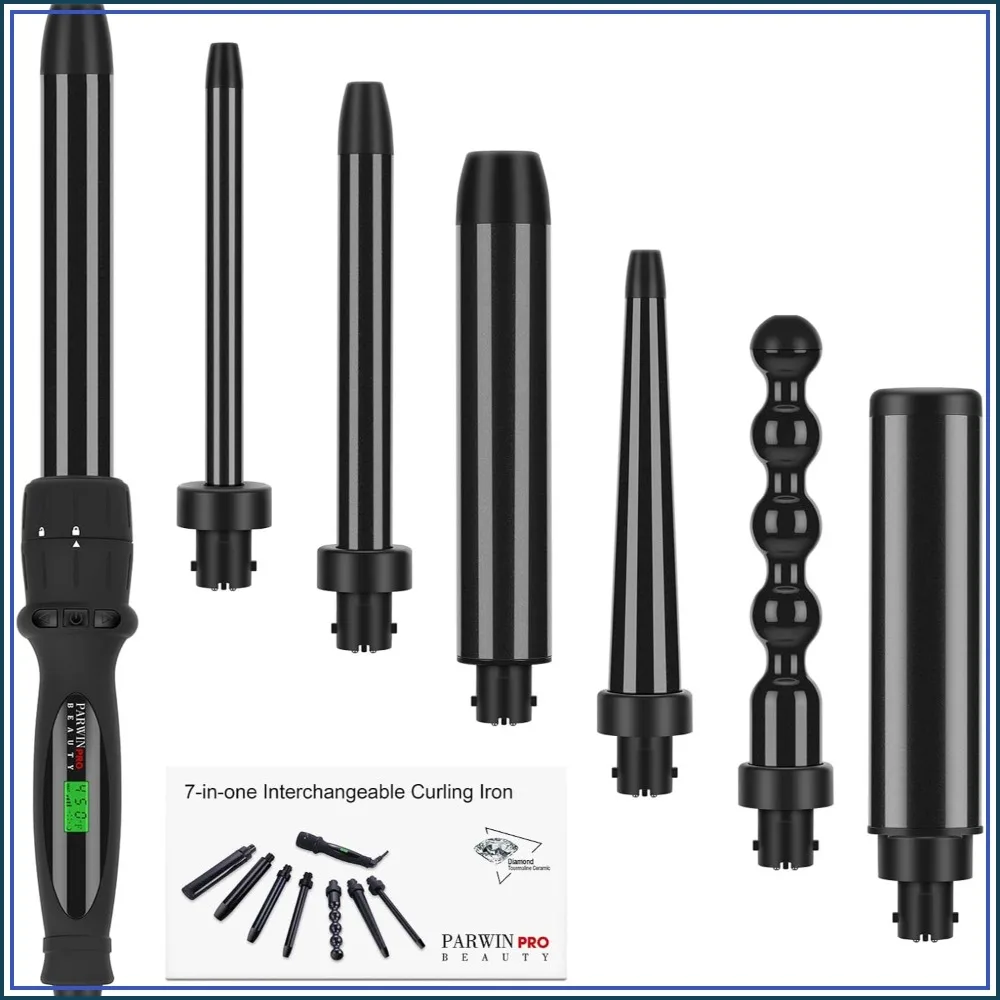 7 in 1 Curling Iron Wand Set, Dual Voltage with LCD Temperature Control, Auto Shut Off, Interchangeable Barrels for Curls and Waves
7 in 1 Curling Iron Wand Set, Dual Voltage with LCD Temperature Control, Auto Shut Off, Interchangeable Barrels for Curls and Waves