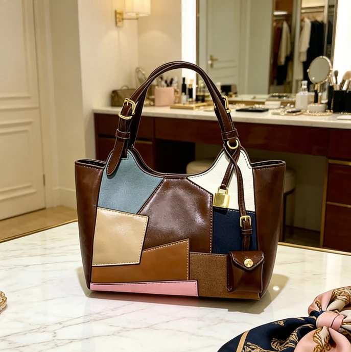 New Patchwork Basket Bag Large Capacity Commute Tote Bag Vintage Sweet Handbag Underarm Bucket Bag
New Patchwork Basket Bag Large Capacity Commute Tote Bag Vintage Sweet Handbag Underarm Bucket Bag