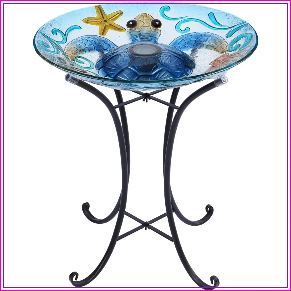 Large Glass Bird Bath for Outdoors, Solar Birdfeeder with Metal Stand, Sea Turtle Pattern Garden Decor, 21.5" x 18"
Large Glass Bird Bath for Outdoors, Solar Birdfeeder with Metal Stand, Sea Turtle Pattern Garden Decor, 21.5" x 18"