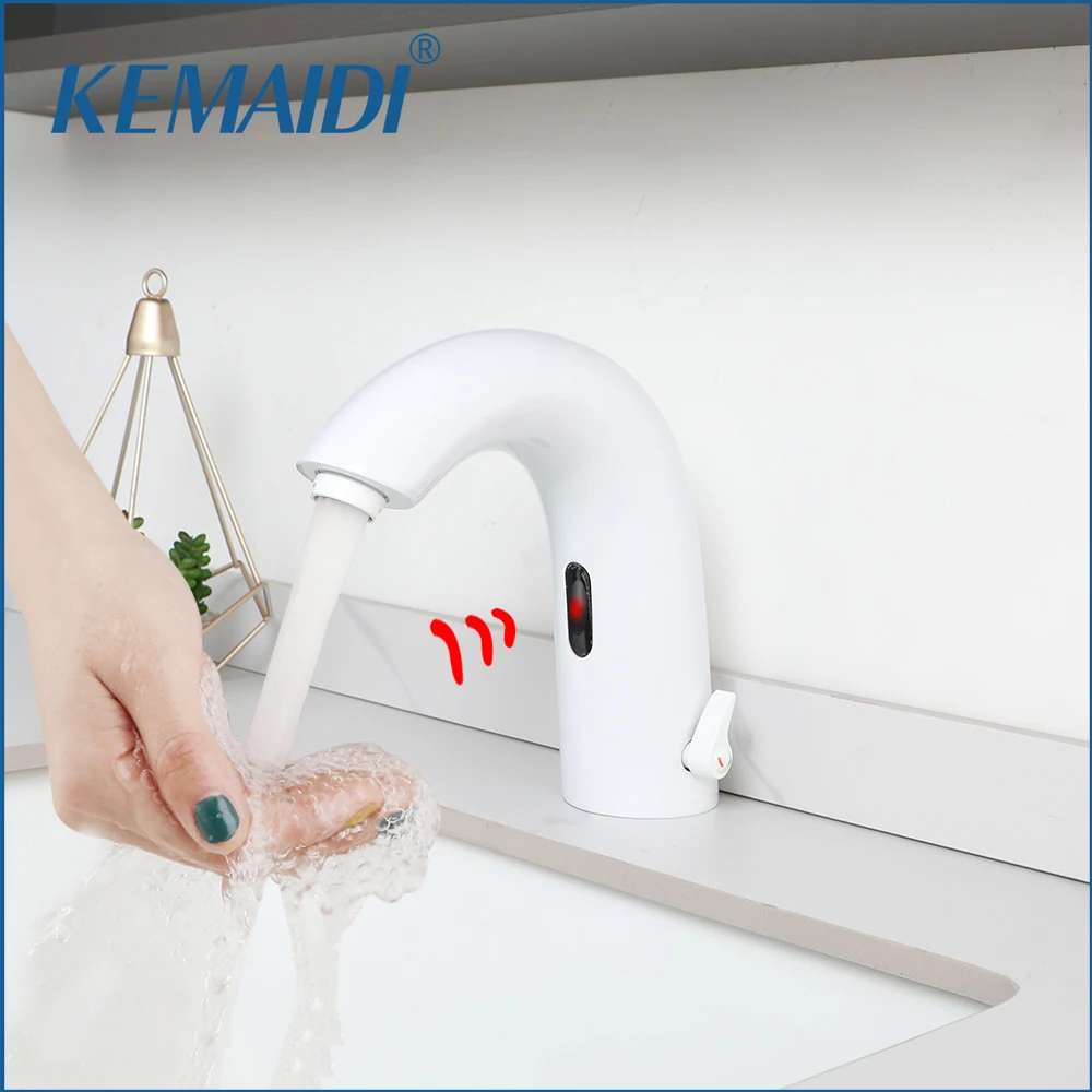 KEMAIDI Automatic Touchless Faucet Bathroom White Electronic Motion Sensor Faucets Hands FreeFaucet AC/DC Power Basin Mixer Tap
KEMAIDI Automatic Touchless Faucet Bathroom White Electronic Motion Sensor Faucets Hands FreeFaucet AC/DC Power Basin Mixer Tap