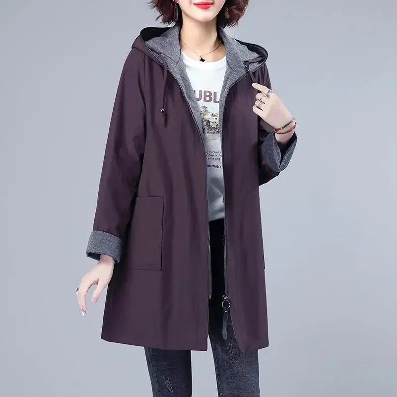 Spring and Autumn New Large Women's Trench Upscale Loose Office Lady Hooded Comfortable Long Sleeves Mid Length Female Coat Z832
Spring and Autumn New Large Women's Trench Upscale Loose Office Lady Hooded Comfortable Long Sleeves Mid Length Female Coat Z832