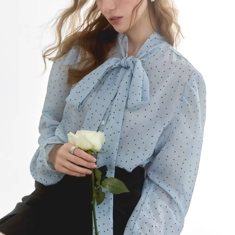Sweet Chiffon Blouses for Women Thin Lace Tied Up Long Sleeve Shirts Ladies Top Clothes Bottoming Shirt Dots Baggy Shirts Office
Sweet Chiffon Blouses for Women Thin Lace Tied Up Long Sleeve Shirts Ladies Top Clothes Bottoming Shirt Dots Baggy Shirts Office