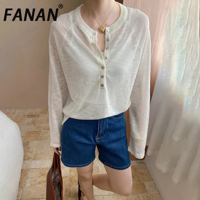 FANAN вязаная солнцезащитная футболка для женщин с круглым вырезом и длинными рукавами, повседневные свободные топы, женская одежда, мода, новинка лета 2023 г.
FANAN вязаная солнцезащитная футболка для женщин с круглым вырезом и длинными рукавами, повседневные свободные топы, женская одежда, мода, новинка лета 2023 г.