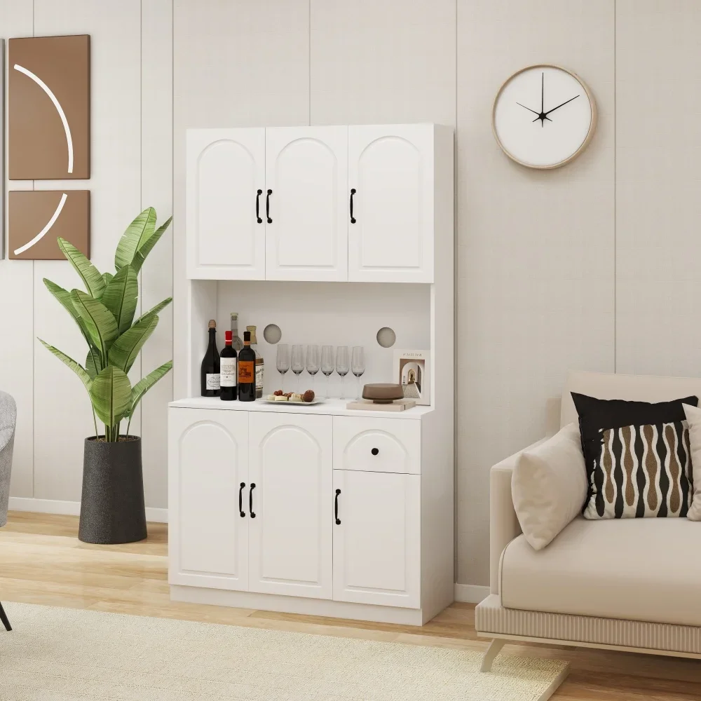 71" Kitchen Pantry Storage Cabinet with Microwave Oven Countertop, Freestanding Hutch Cabinet with Adjustable Shelves
71" Kitchen Pantry Storage Cabinet with Microwave Oven Countertop, Freestanding Hutch Cabinet with Adjustable Shelves