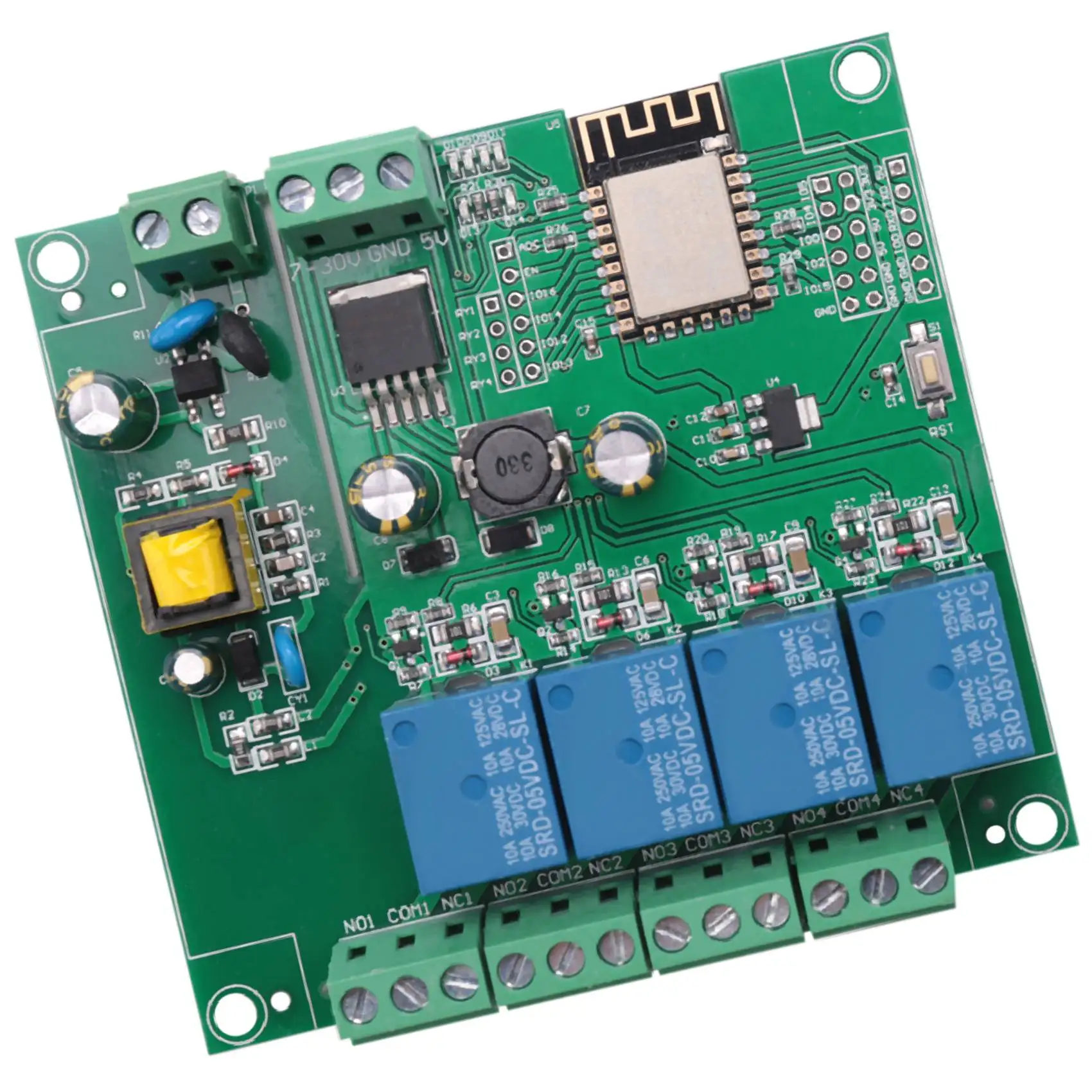 T85C ESP8266 Беспроводной WIFI 4-канальный релейный модуль ESP-12F Плата разработки Wi-Fi для источника питания переменного/постоянного тока 5 В/8-80 В
T85C ESP8266 Беспроводной WIFI 4-канальный релейный модуль ESP-12F Плата разработки Wi-Fi для источника питания переменного/постоянного тока 5 В/8-80 В