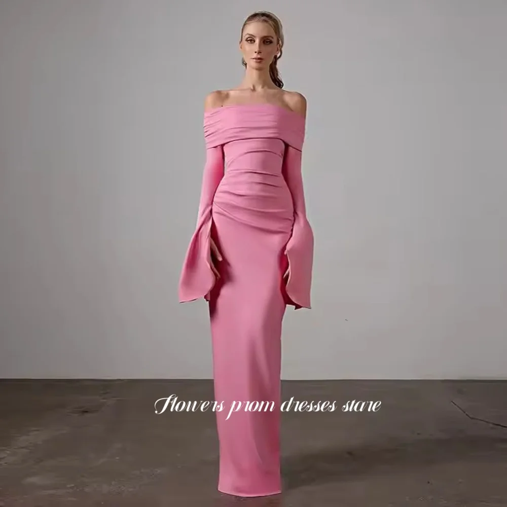 Flowers Straight Party Dress Crepe Evening Dress with Long Flare Sleeves Formal Celebrity Dress vestidos de novia Customized
Flowers Straight Party Dress Crepe Evening Dress with Long Flare Sleeves Formal Celebrity Dress vestidos de novia Customized