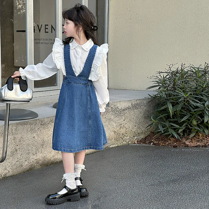 2025 Korean Autumn Junior Girl 2-Piece Sets Teenager Girl Turn Down Collar T-shirt+Denim Suspender Skirt School Girl Casual Sets
2025 Korean Autumn Junior Girl 2-Piece Sets Teenager Girl Turn Down Collar T-shirt+Denim Suspender Skirt School Girl Casual Sets
