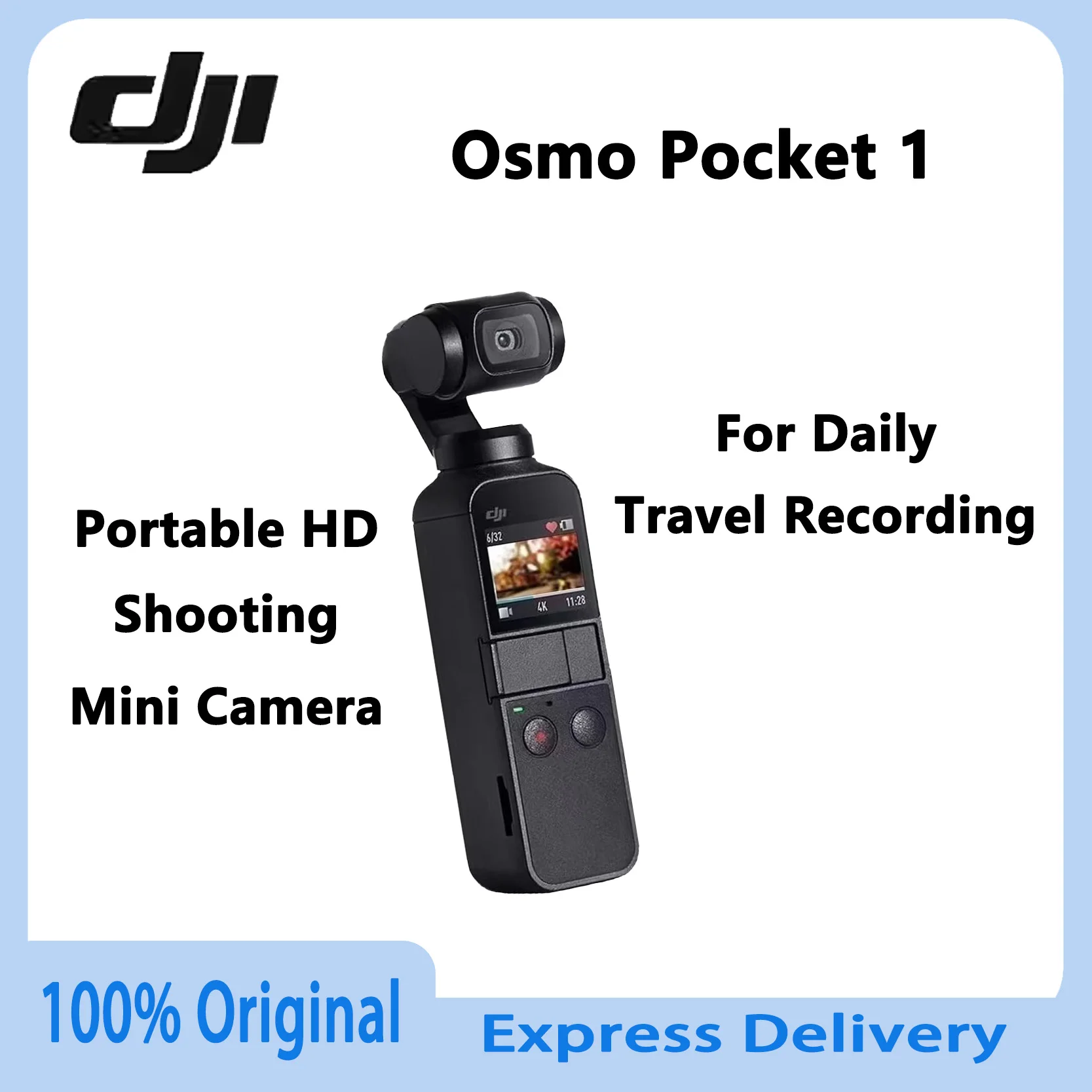 Original DJI Osmo Pocket 1 Handheld Gimbal 3 Axis Anti Shake Compact HD Shooting Portable Mini Camera for Daily Travel Recording
Original DJI Osmo Pocket 1 Handheld Gimbal 3 Axis Anti Shake Compact HD Shooting Portable Mini Camera for Daily Travel Recording