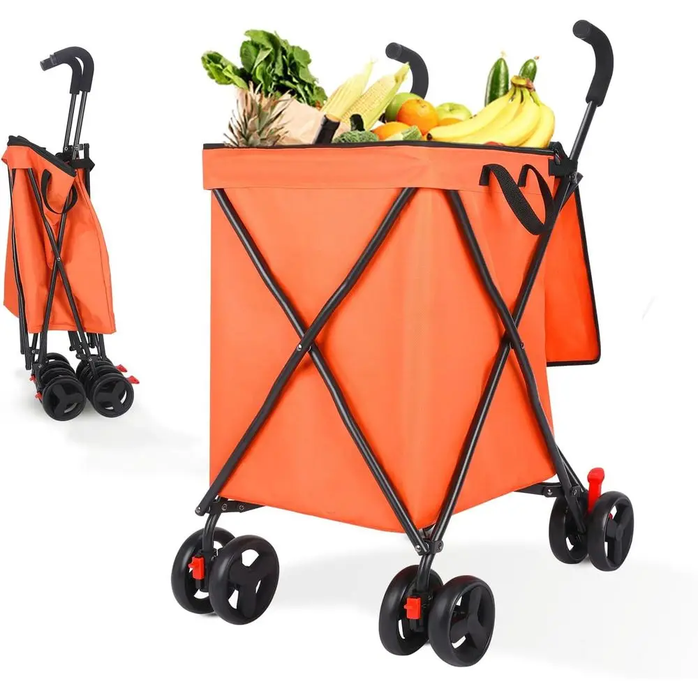 360° Swivel Wheel Shopping Cart, Portable Utility Trolley with Waterproof Liner, Collapsible for Grocery Hauling up to 180lbs (O
360° Swivel Wheel Shopping Cart, Portable Utility Trolley with Waterproof Liner, Collapsible for Grocery Hauling up to 180lbs (O