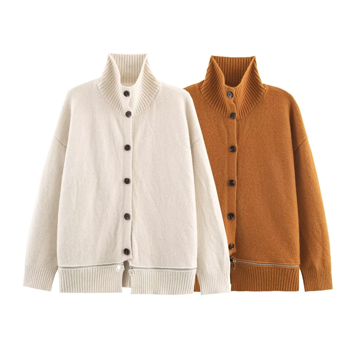 DiYiG WOMAN 2025 Winter New Fashion High Neck Knitted Cardigan All-match Buttons Zipper Stitching Jacket Outerwear Mujer
DiYiG WOMAN 2025 Winter New Fashion High Neck Knitted Cardigan All-match Buttons Zipper Stitching Jacket Outerwear Mujer