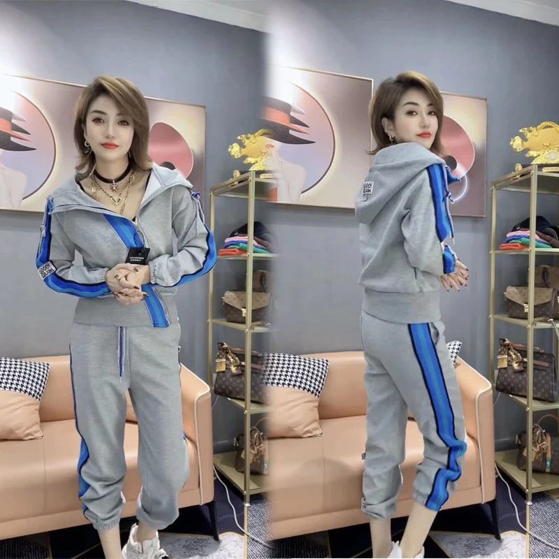 Spring Women Tracksuits Workout Clothes Korean Cotton Hoodie Jacket Loose Pants Runninig Jogger Fitness Casual Set Sport Suit
Spring Women Tracksuits Workout Clothes Korean Cotton Hoodie Jacket Loose Pants Runninig Jogger Fitness Casual Set Sport Suit