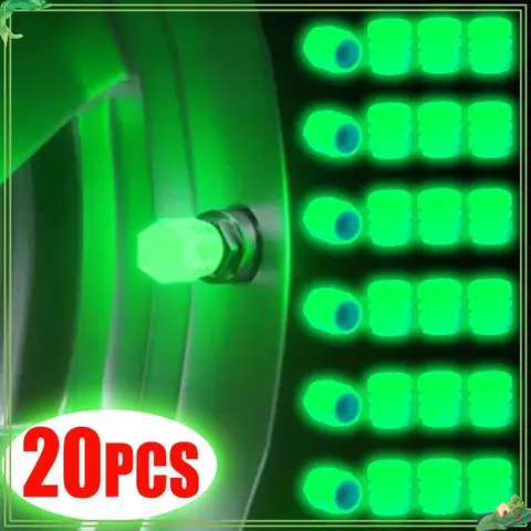 1-20PCS Luminous Car Tire Valve Cap Fluorescent Night Glowing Decor Motorcycle Bike Wheel Nozzle Dustproof Tyre Valve Stem Caps