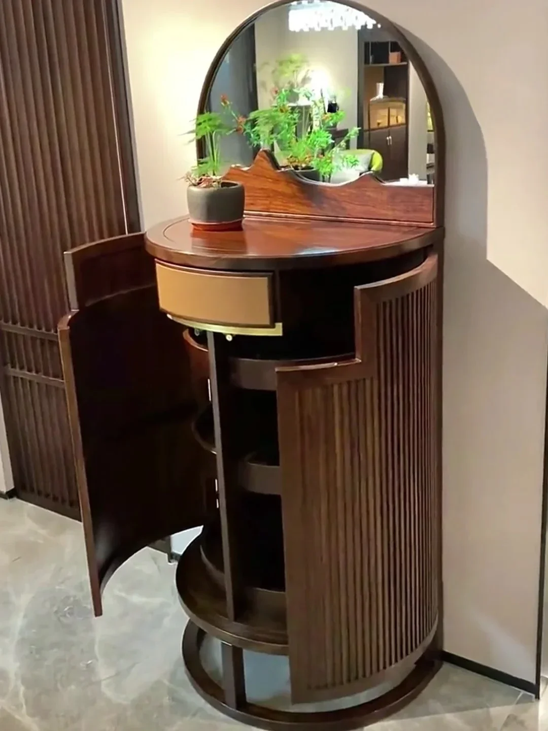 B New Chinese Style Ugyen Wood round Dressing Table Modern Bedroom Solid Wood Jewelry Storage Dressing Table
B New Chinese Style Ugyen Wood round Dressing Table Modern Bedroom Solid Wood Jewelry Storage Dressing Table