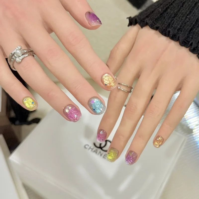 10pcs Handmade Nails Textured Glittery Stars Translucent Cat-eye and Press-on Nails—perfect As A Gift for Girls and Friends
10pcs Handmade Nails Textured Glittery Stars Translucent Cat-eye and Press-on Nails—perfect As A Gift for Girls and Friends