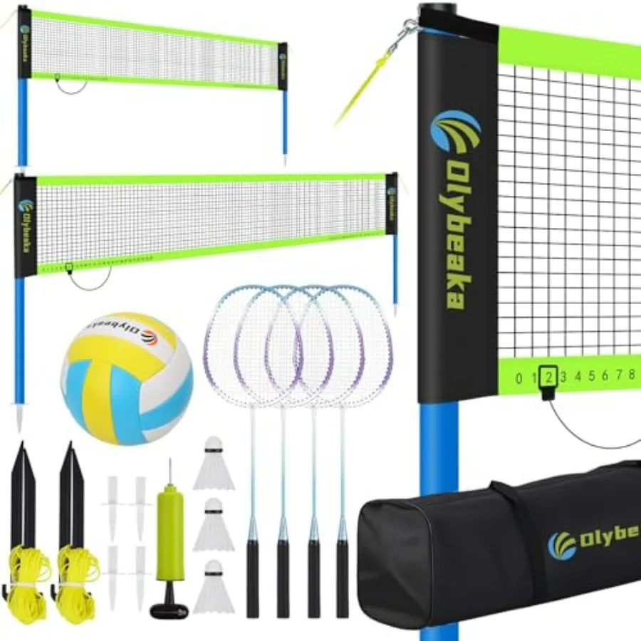 Portable Volleyball and Badminton Combo Net Set for Backyard Beach with 2 Nets 20ft and 32ft,Adjustable Poles, PU Volleyball, A
Portable Volleyball and Badminton Combo Net Set for Backyard Beach with 2 Nets 20ft and 32ft,Adjustable Poles, PU Volleyball, A