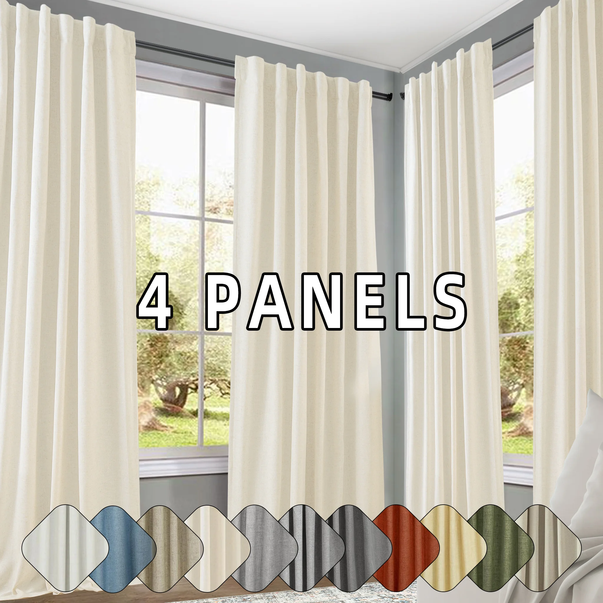 4 Panels 100% Blackout Linen Curtains for Bedroom Farmhouse Thermal Insulated Rod Pocket Back Tab Full Light Blocking for
4 Panels 100% Blackout Linen Curtains for Bedroom Farmhouse Thermal Insulated Rod Pocket Back Tab Full Light Blocking for