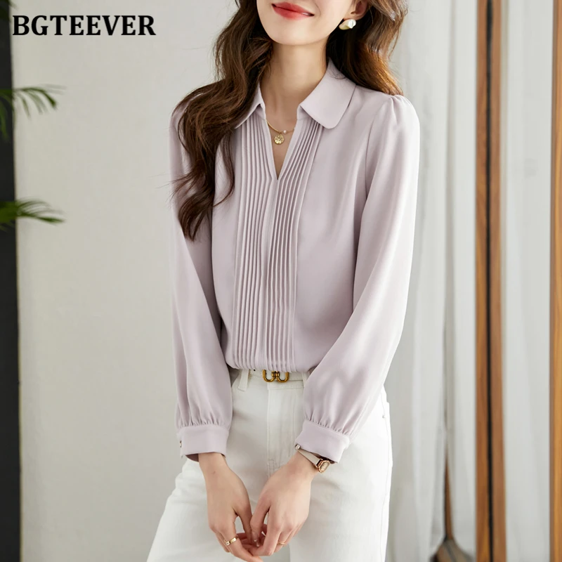 BGTEEVER Stylish Lapel Women Solid Pullovers Blouses Elegant Long Sleeve Loose Female Solid Shirts Autumn Ladies Tops Blusas
BGTEEVER Stylish Lapel Women Solid Pullovers Blouses Elegant Long Sleeve Loose Female Solid Shirts Autumn Ladies Tops Blusas