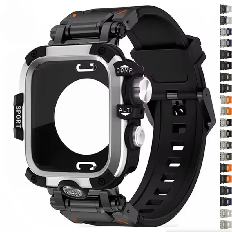 Силиконовый ремешок + металлический корпус для Apple Watch Band Ultra3 11 10 46 мм 49 44 мм 45 мм, защитный чехол-браслет для Watch Series 9 8 7 6 SE
Силиконовый ремешок + металлический корпус для Apple Watch Band Ultra3 11 10 46 мм 49 44 мм 45 мм, защитный чехол-браслет для Watch Series 9 8 7 6 SE