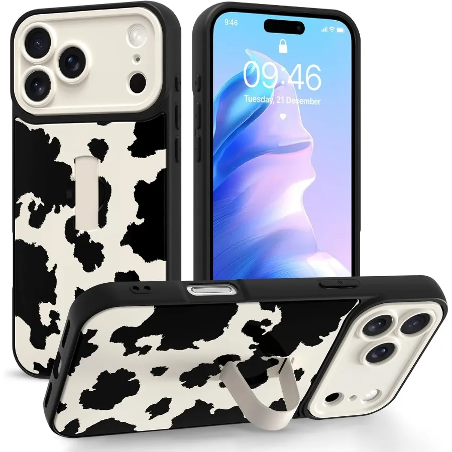 Совместим с чехлом для iPhone 17 Pro с ремешком на палец и подставкой, милый забавный чехол для телефона с принтом молочной коровы для женщин и мужчин, полная камера
Совместим с чехлом для iPhone 17 Pro с ремешком на палец и подставкой, милый забавный чехол для телефона с принтом молочной коровы для женщин и мужчин, полная камера